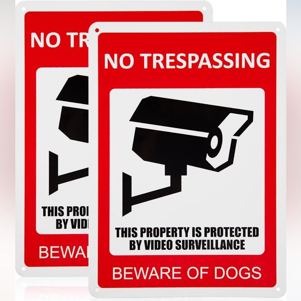 2 Private Property No Trespassing Sign Video Surveillance (No Trespassing Sign)